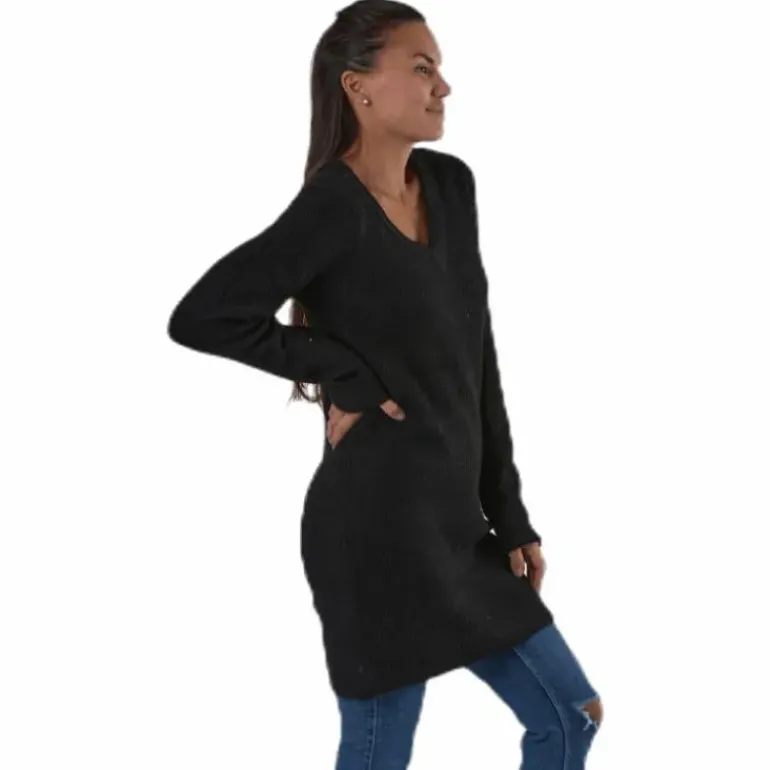Ellen Ls V-Neck Knit Dress Black