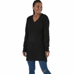 Ellen Ls V-Neck Knit Dress Black