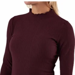Emma L/S High Neck Top Jrs Brown
