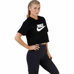 Essential Icon Crop Futura Tee White/Black