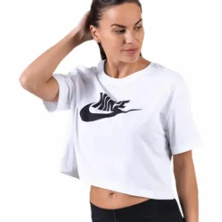 Essential Icon Crop Futura Tee White/Black