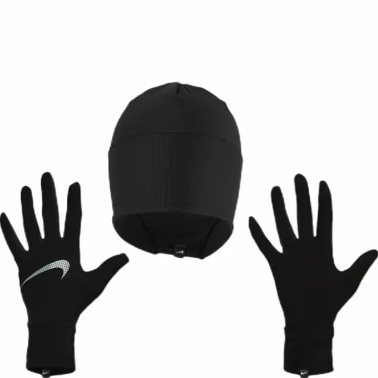 Essential Running Hat And Glove Set W Black