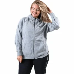 Essential Zip Hoodie Plus Grey