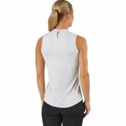 Essentials Heathered Mock-Neck Sleeveless Golf Polo Shirt White