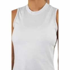 Essentials Heathered Mock-Neck Sleeveless Golf Polo Shirt White
