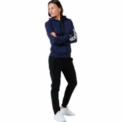 Essentials Linear Full Zip Hoodie Legend Ink / White