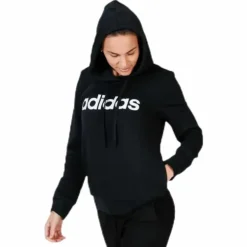 Essentials Linear Over Head Hoodie Black / White