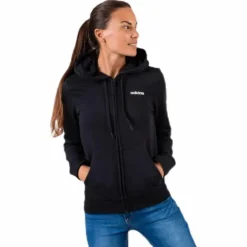 Essentials Solid Full Zip Hoodie Black / White