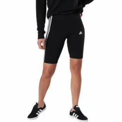 Essentials 3-Stripes Bike Shorts Black / White