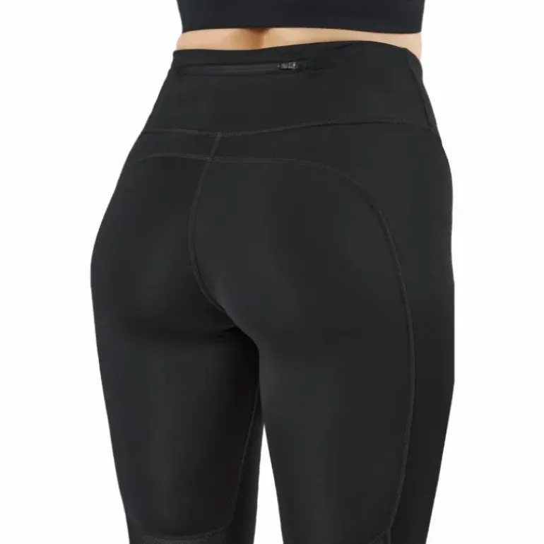 Fast Women's Mid-Rise Crop Running Leggings BLACK/REFLECTIVE SILV