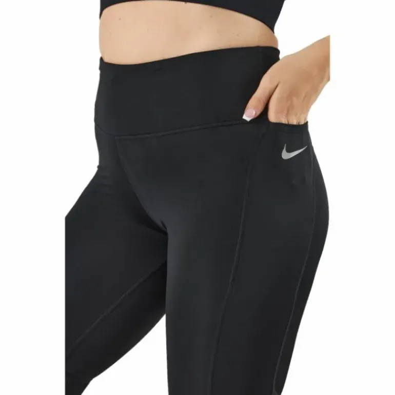 Fast Women's Mid-Rise Crop Running Leggings BLACK/REFLECTIVE SILV