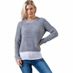 Fiona L/S Pullover Knt Grey