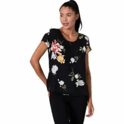 First One Ss Aop Top Black