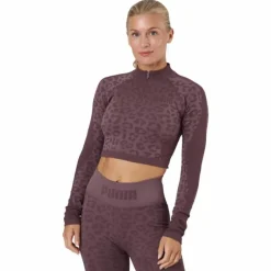 Formknit Seamless Cropped 1/4 Dusty Plum-leopard Print