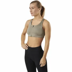 Front Zip Sports Bra Green