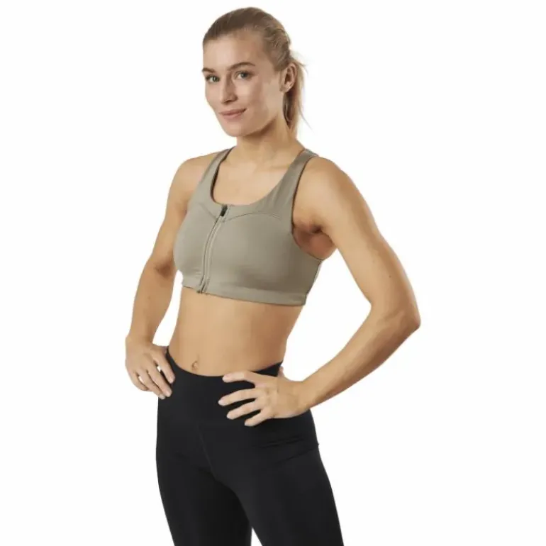 Front Zip Sports Bra Green