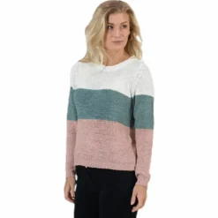 Geena L/S Block Pullover Knt White