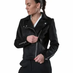 Gerry Faux Suede Biker Otw Black