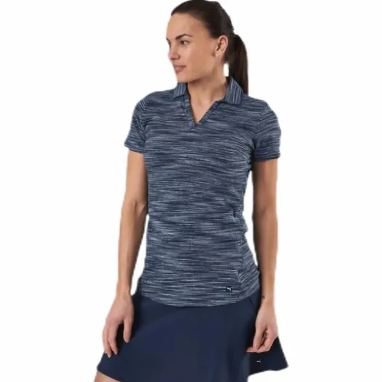 Heather Slub Polo Blue