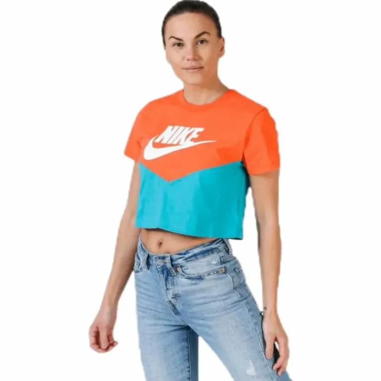 Heritage SS Top Orange/Turquoise