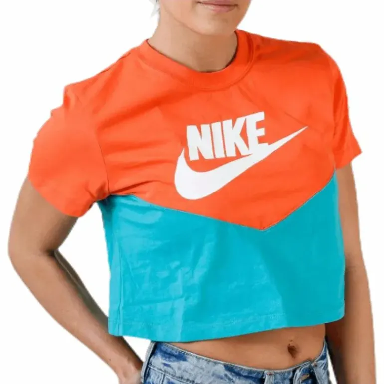 Heritage SS Top Orange/Turquoise