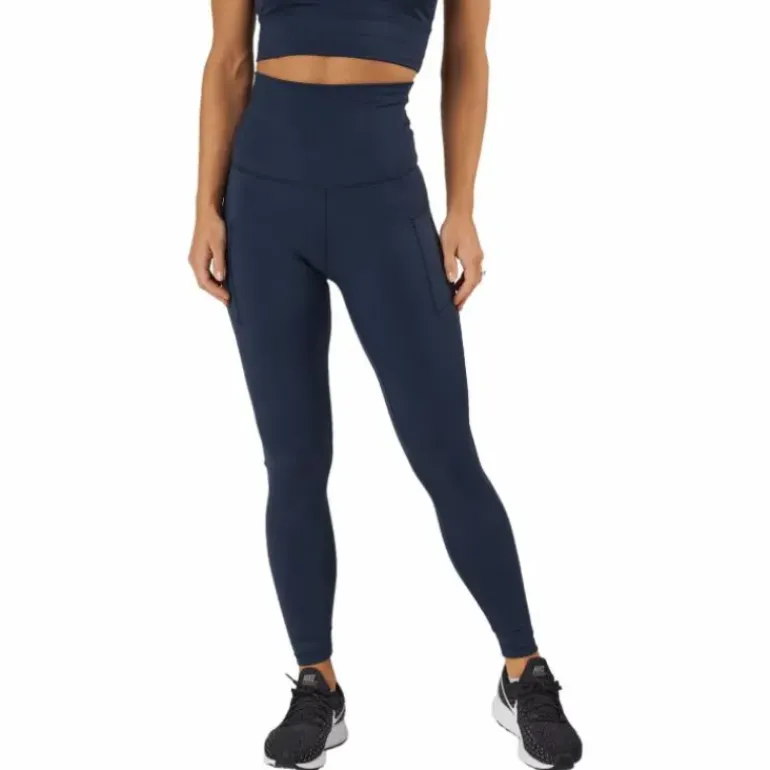 High Waist Tights - Side Pocke Dark Blue