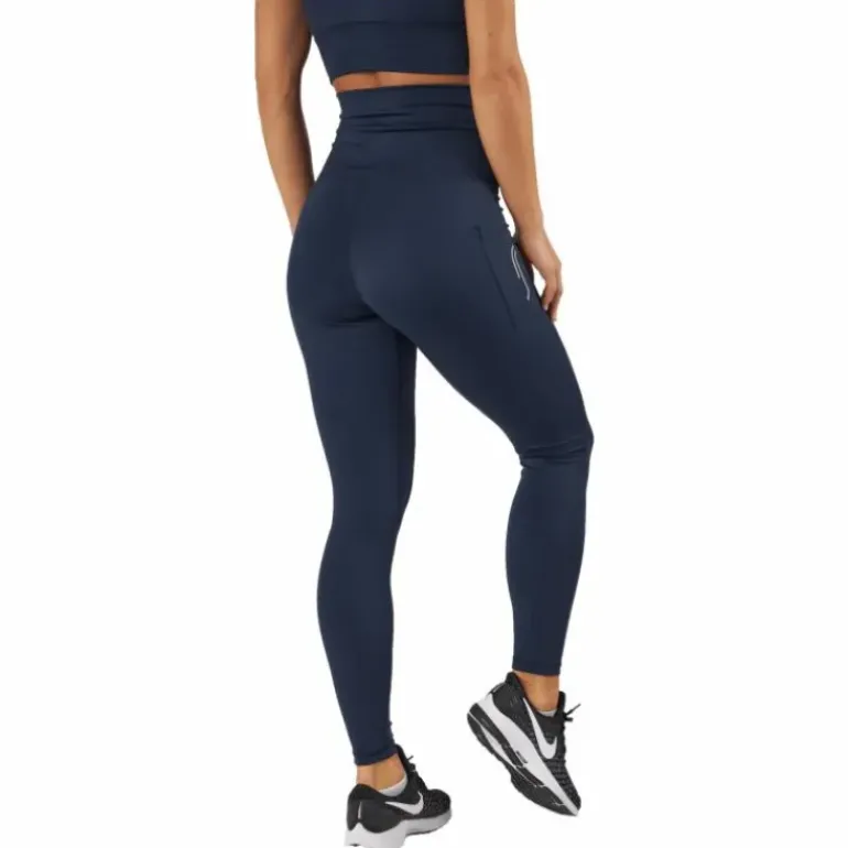 High Waist Tights - Side Pocke Dark Blue