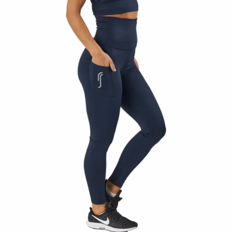 High Waist Tights - Side Pocke Dark Blue
