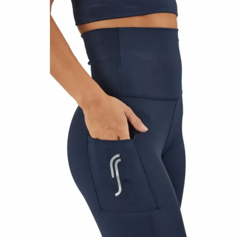 High Waist Tights - Side Pocke Dark Blue
