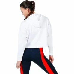 Hoody Cropped Vertical Logo White