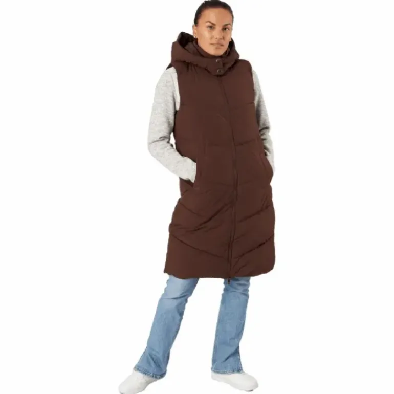 Jamilla Long Puffer Vest Chicory Coffee