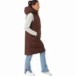 Jamilla Long Puffer Vest Chicory Coffee
