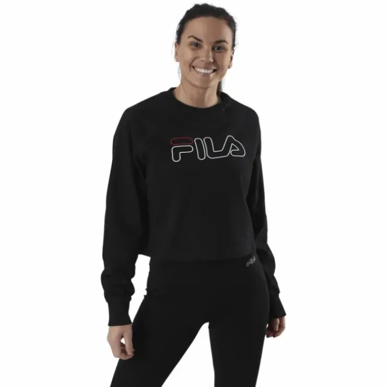 Jamina Cropped Crew Sweat Black