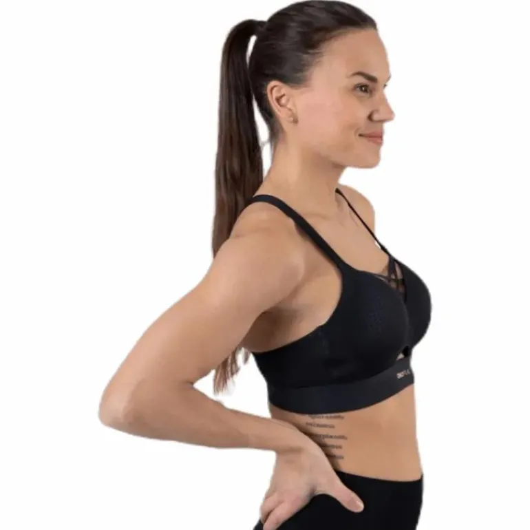 Jayda Metallic Sports Bra Black