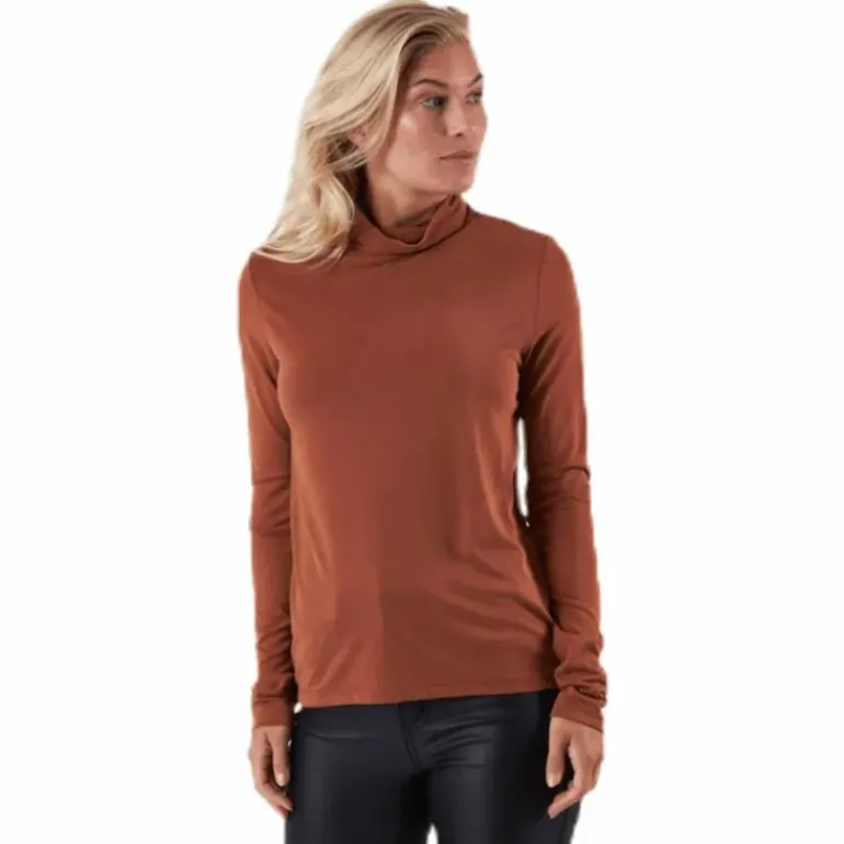 Kamala Ls Rollneck Top Brown