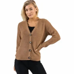 Karie Ls Knit Cardigan Beige
