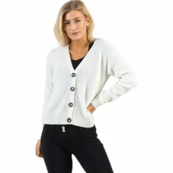Karie Ls Knit Cardigan White