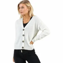 Karie Ls Knit Cardigan White