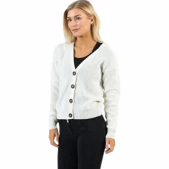 Karie Ls Knit Cardigan White