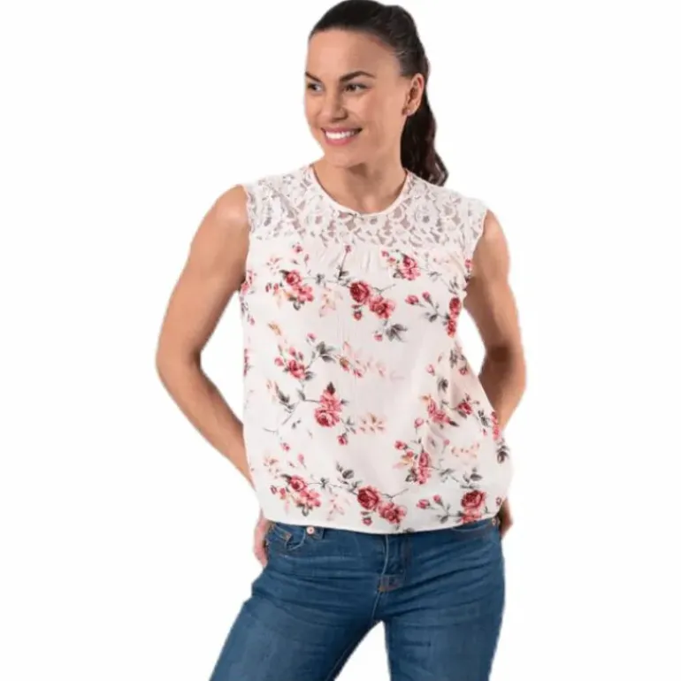 Karmen S/L Top Aop Wvn Beige