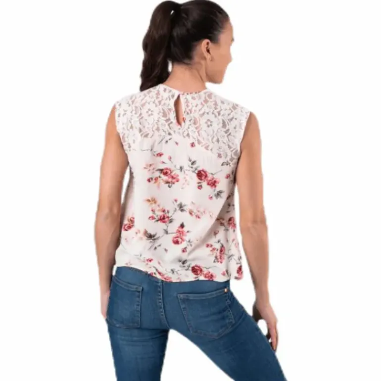 Karmen S/L Top Aop Wvn Beige