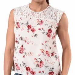 Karmen S/L Top Aop Wvn Beige