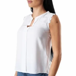 Kimmi S/L Top Wvn White