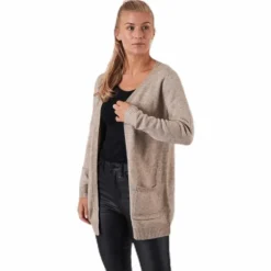 Lesly L/S Open Cardigan Knt Beige