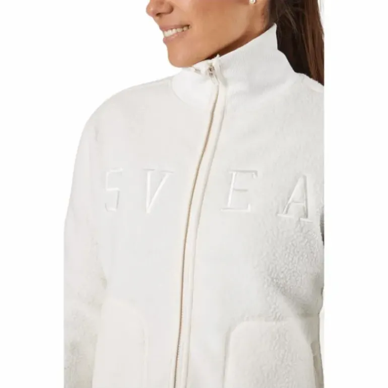 Long Pile Zip Sweat Off White