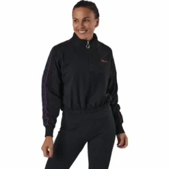 Maribel Cropped Half Zip Shirt Black