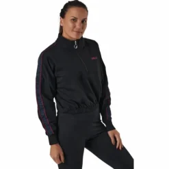 Maribel Cropped Half Zip Shirt Black