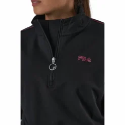 Maribel Cropped Half Zip Shirt Black