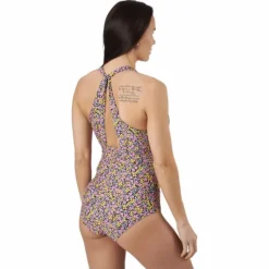 Maui Tied Back Swimsuit Black Black Printed