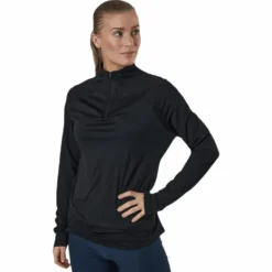 Mesh 1/4 Zip Black
